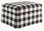 Paddington Ottoman in Check, side view
