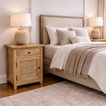 Oak Louvre Bedside Cabinet