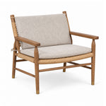 Drift Armchair with timber frame and natural cushions, full view