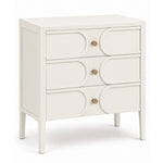 Halcyon 3 Drawer bedside in soft ivory with brass knobs, full view