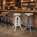 Recycled Elm and Iron Stool