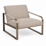 Manhattan Armchair with antique iron frame and natural upholstery, full view