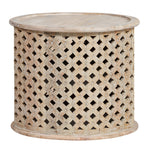 Pavillion Side Table in natural mango wood, full view