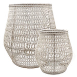 Pavillion Valenti Lanterns Set/2 in white wash rattan, full view