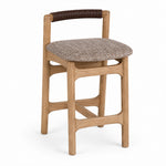 Grove Counter Stool in vintage oak with natural upholstered seat, full view