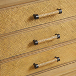 Peninsula Bedside Table detail of woven rattan drawer front