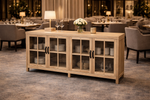 Natural Recycled Elm Sideboard with 4 Glass Doors