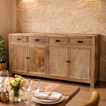 Recycled Elm 4 Drawer 4 Door Buffet