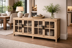 Natural Recycled Elm Sideboard with 4 Glass Doors