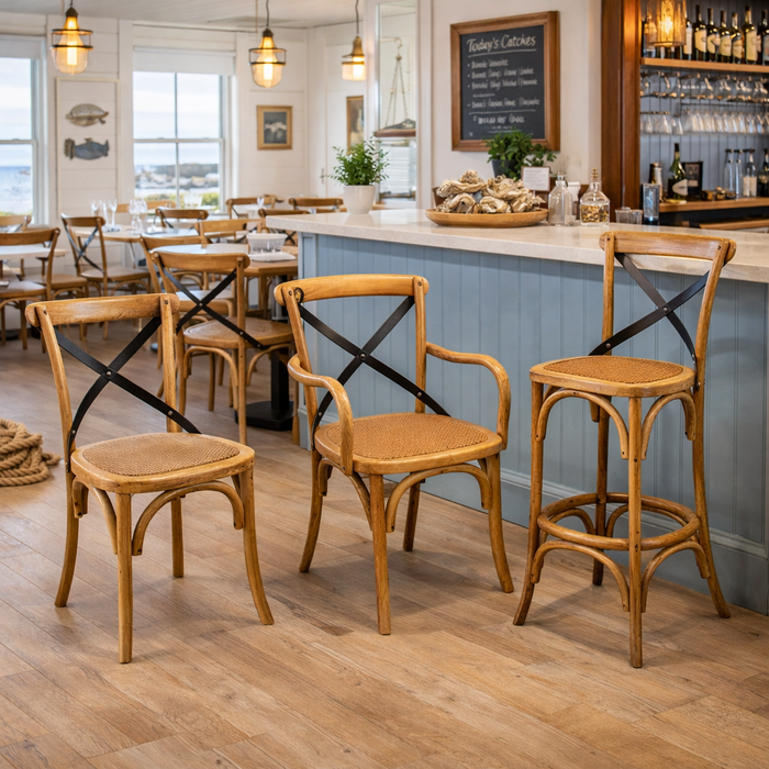 Industrial Crossback Chair Carver Barstool