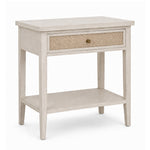 Raffles Bedside in off white with natural cane drawer front, full view
