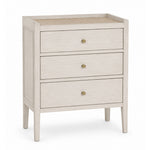 Raffles 3 Drawer in off white with natural cane, full view