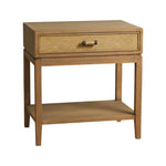 Chiltern Side Table in natural timber with woven rattan panels, full view