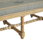 Bobbin Ottoman in Ocean, detail of kilim upholstery