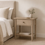Bobbin Bedside styled in a bedroom setting