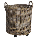 Corbeille Round Wheely Basket detail of chunky rattan weave