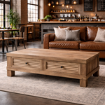 Recycled Elm Louvre 2 Drawer Coffee Table