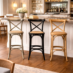 Cross Back Bar Stool Grey/Black/Natural