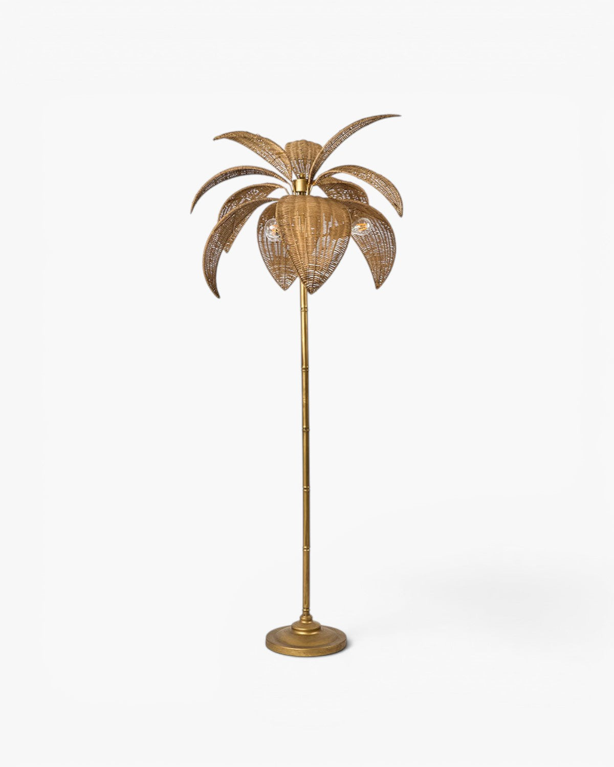Bali Brass & Rattan Floor Lamp