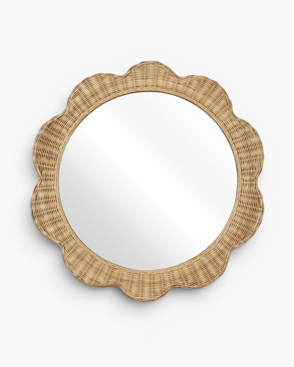 Belle Rattan Scallop Round Mirror