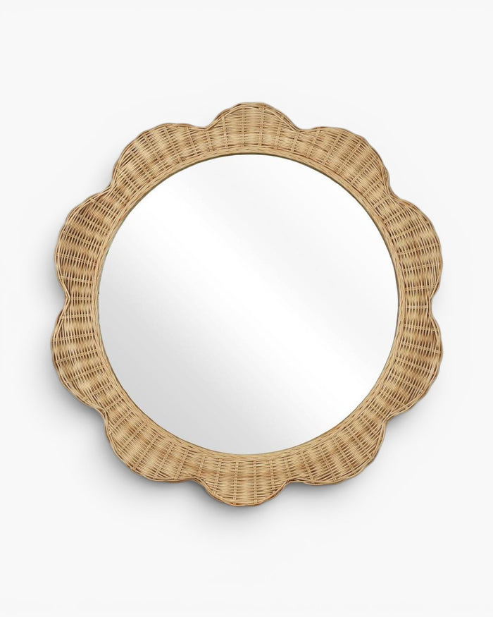 Belle Rattan Scallop Round Mirror