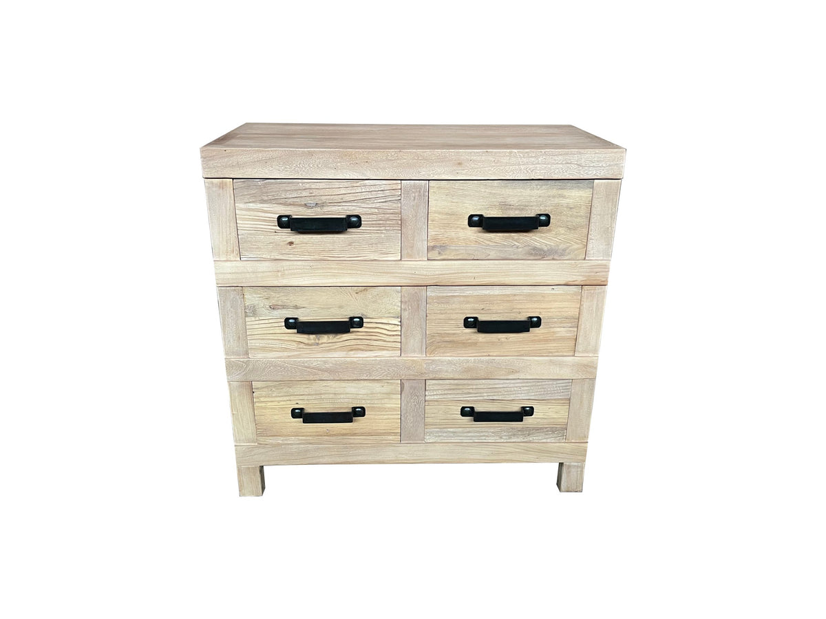 Recycled Elm 6 Drawer Chest of Drawers