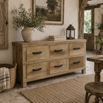 Recycled Elm 6-Drawer Sideboard 148cm – styled setting