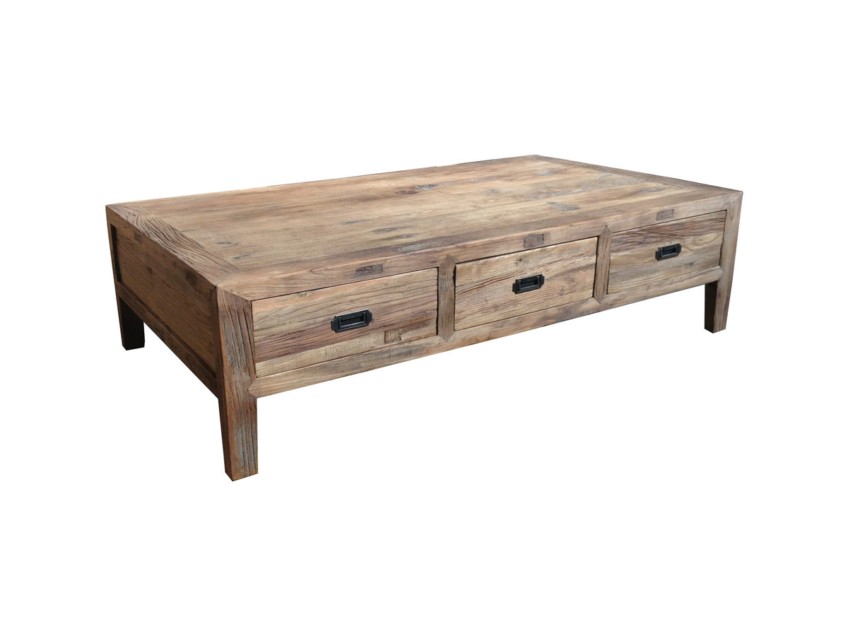 Recycled Elm 6 Drawer Coffee Table