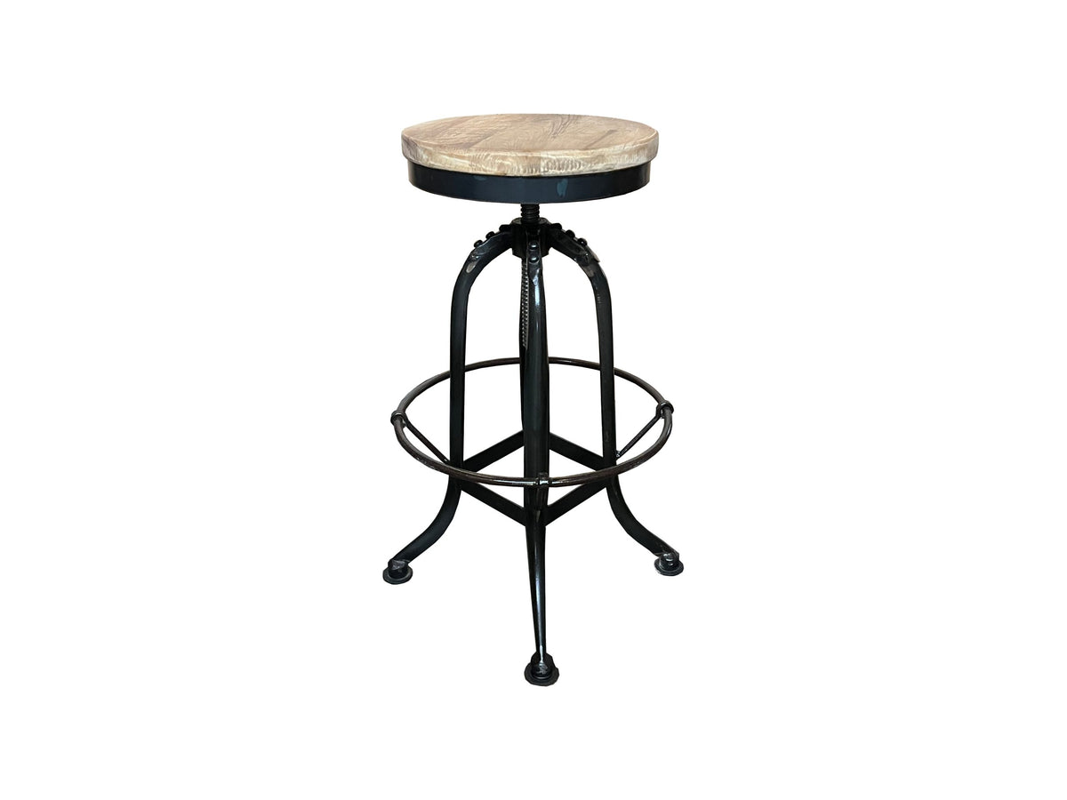 Recycled Elm and Iron Stool