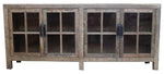 Natural Recycled Elm Sideboard with 4 Glass Doors