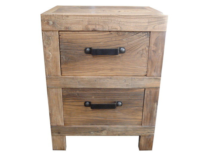 Recycled Elm Bedside Tables with Iron Handles