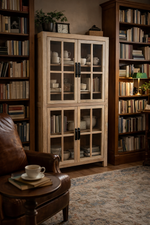 Recycled Elm Glass-Door Cabinet 95cm – styled setting