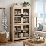 Recycled Elm Glass-Door Cabinet 95cm – styled setting