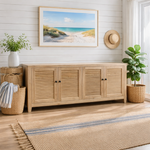 Tall Louvre Recycled Elm 4-Door Entertainment Unit 200cm – styled setting