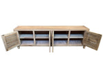 Louvre Recycled Elm 4-Door Entertainment Unit 200cm – studio, doors open