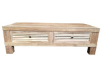 Recycled Elm Louvre 2 Drawer Coffee Table
