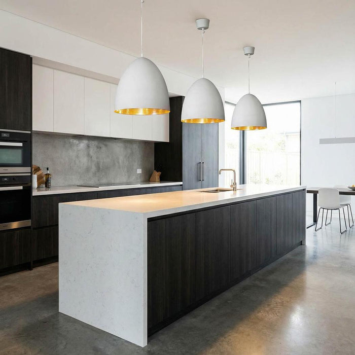 Egg Ceiling Pendant White and Silver