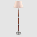 Brunswick Floor Lamp Base Silver with Timber- Base Only