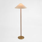 Huntley Leather & Brass Floor Lamp & Linen Shade