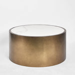 Gordon Drum Coffee Table Brass/White Stone