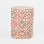 Adina Bone Inlay Side Table Peach/White