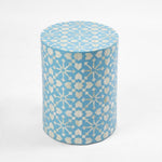 Adina Bone Inlay Side Table Aqua/White
