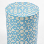 Adina Bone Inlay Side Table Aqua/White