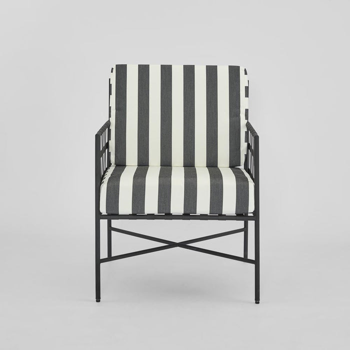Sheffield Arm Chair Outdoor B/W Stripe Cushions