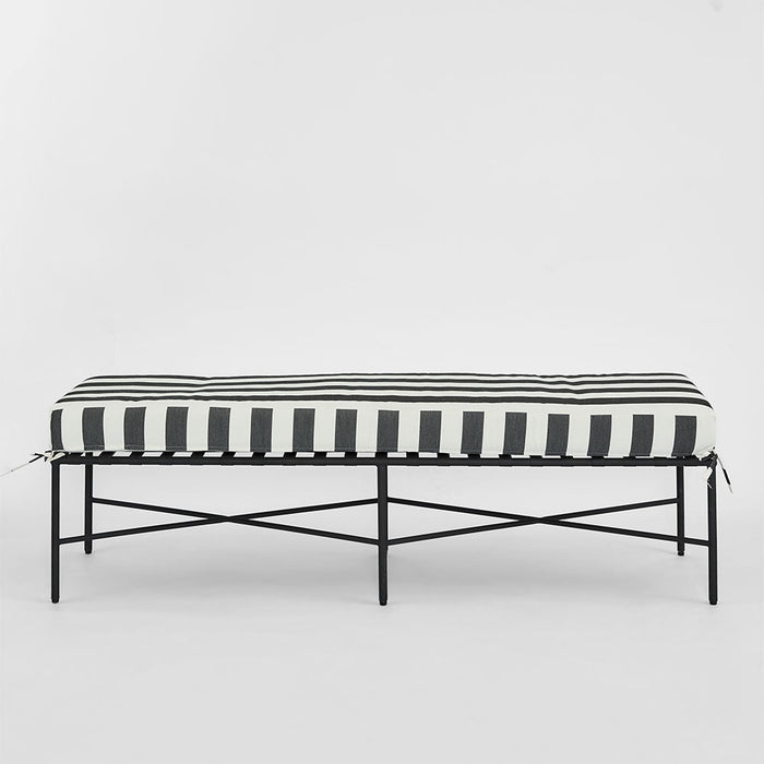 Sheffield Bench Outdoor with B/W Stripe Cushion