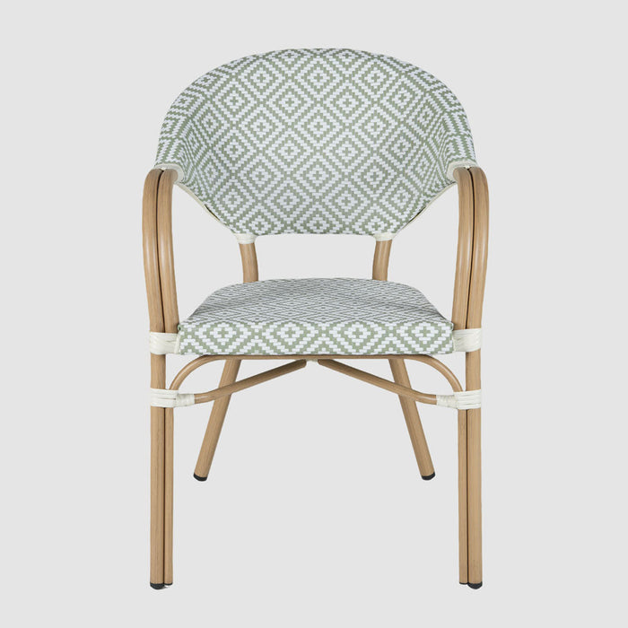 Cannes Outdoor Aluminium Armchair Green & White