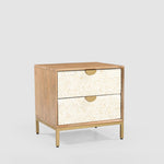 Mira Bone Inlay 2 Drawer Bedside Table White