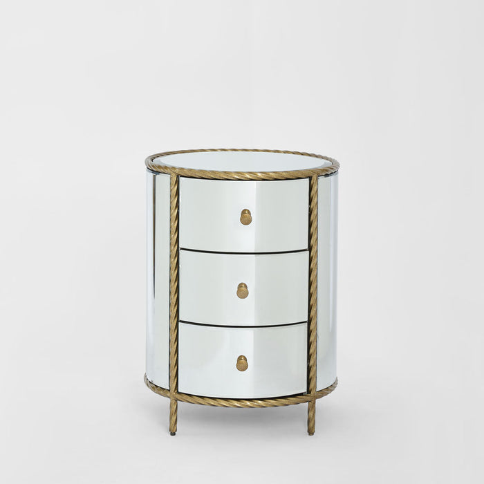 Palais Bedside 3 Drawer Mirror & Gold