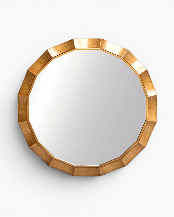 Facet Octagon Round Mirror 70cm Bronze
