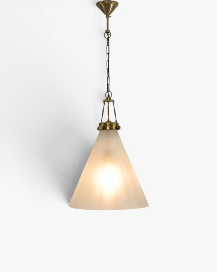 Gadsden Ceiling Pendant Large Brass with Frosted Glass